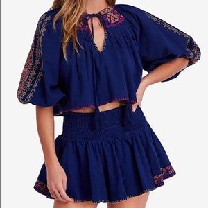 free people — “cherry comb” shirt & short set sz s